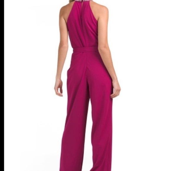 MARINA Halter Jewel Neck  Fuschia Color Jumpsuit - Picture 3 of 16